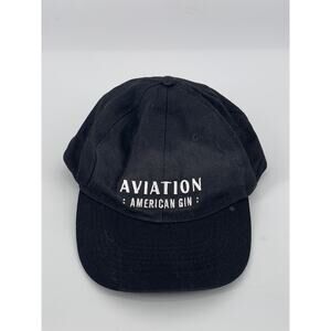 AVIATION Men's Black-White Embroidered Adjustable Hat SZ OS